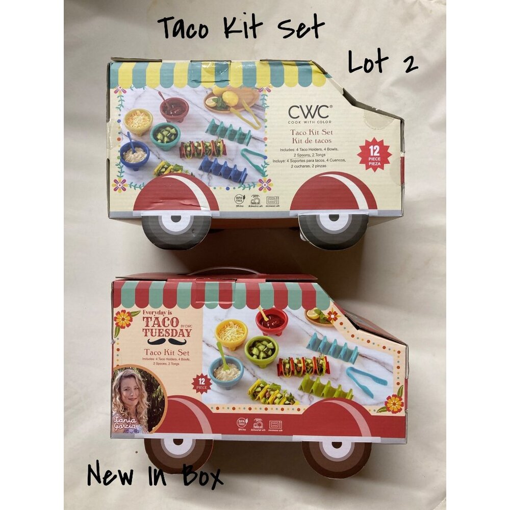 Cook With Color Taco Kit: 2 Holders, Bowls & Utensils - New Kitchen Set